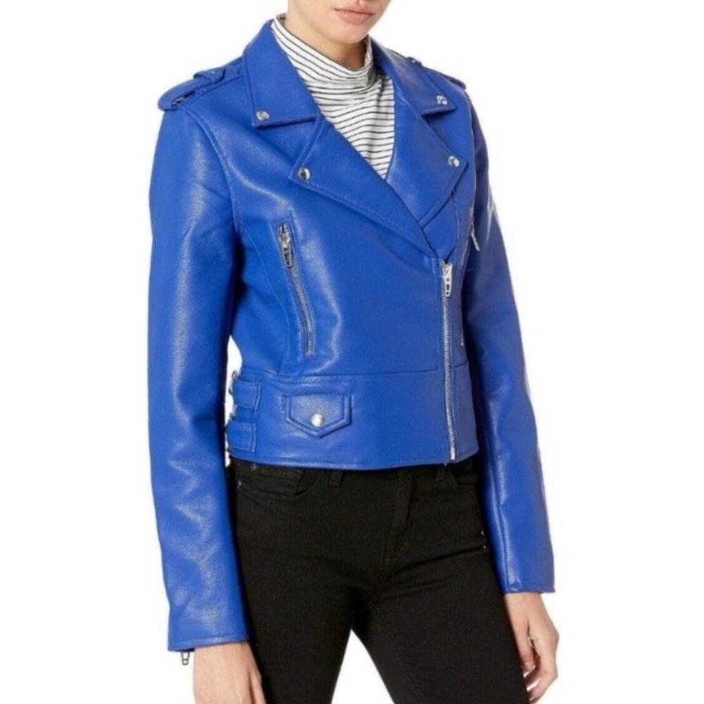 Blank NYC Blue Leather Jacket